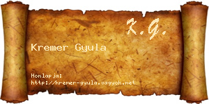 Kremer Gyula névjegykártya